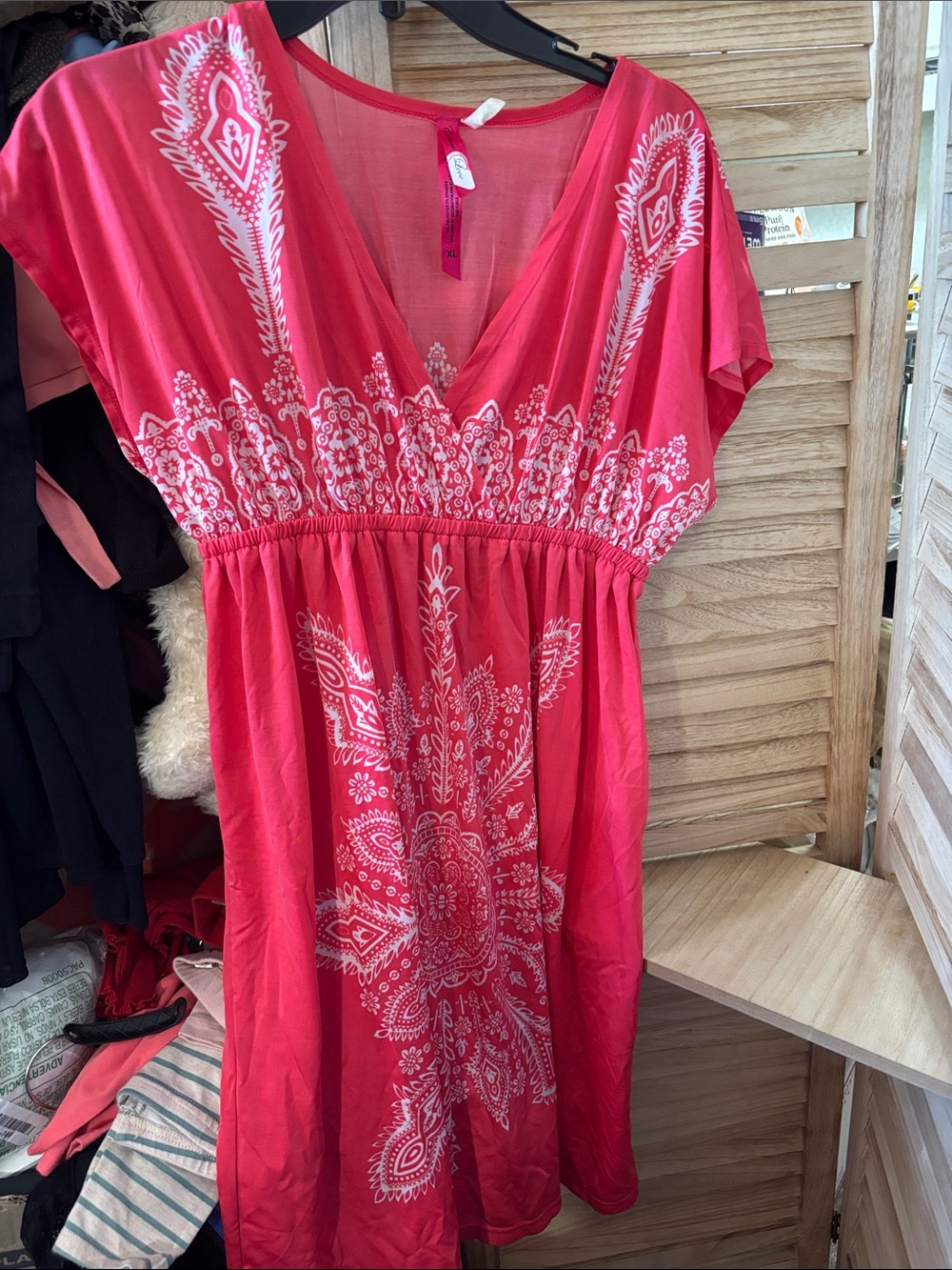 Cristina Love Printed V-Neck Mini Dress XL